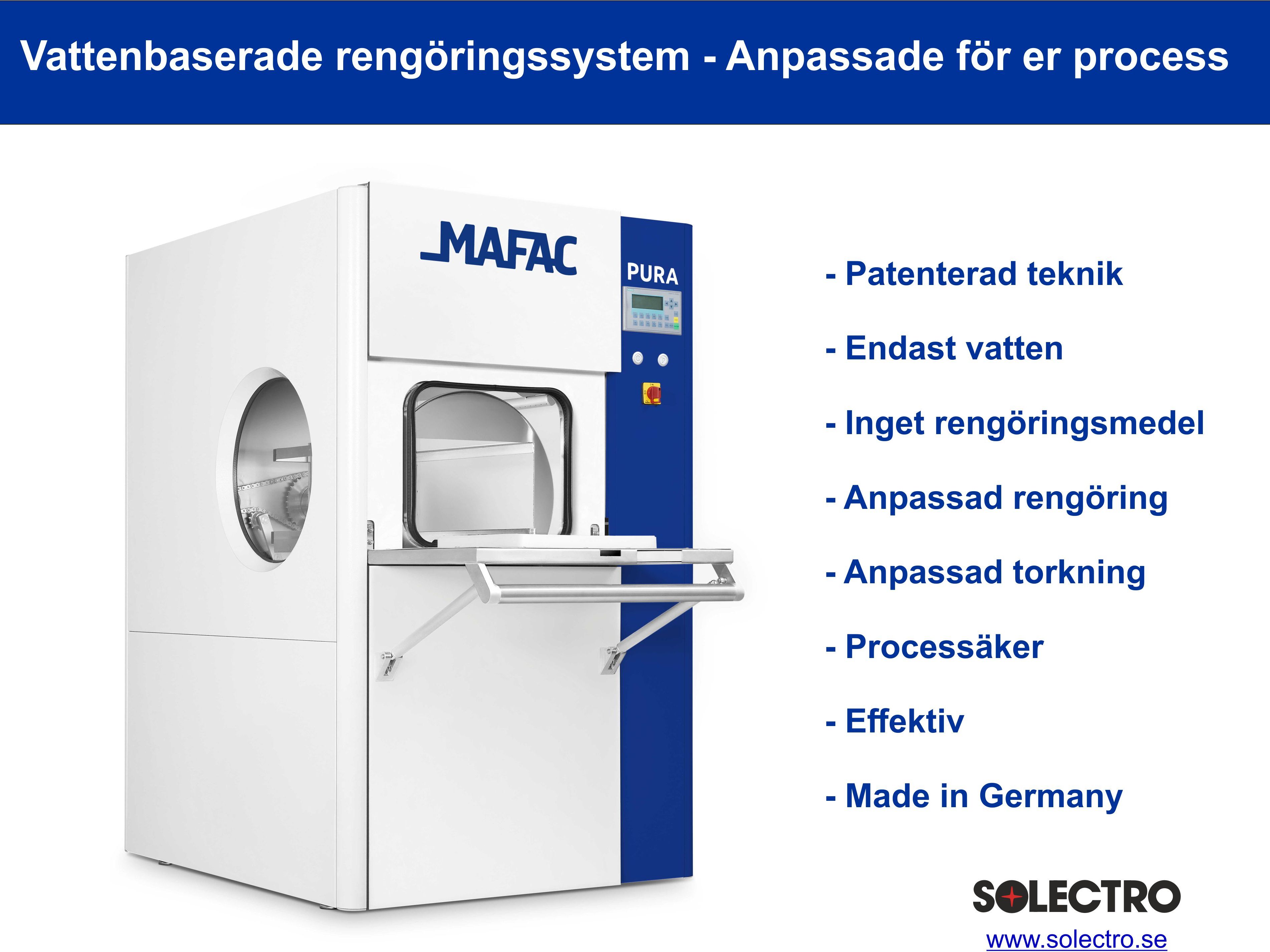 MAFAC Rengöringsystem för industri inom medicinsk teknik
