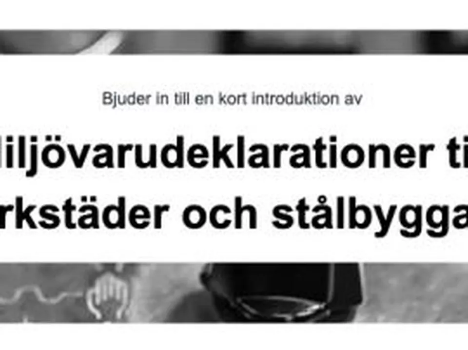 Kostnadsfri introduktion av EPD – Environmental Product Declaration