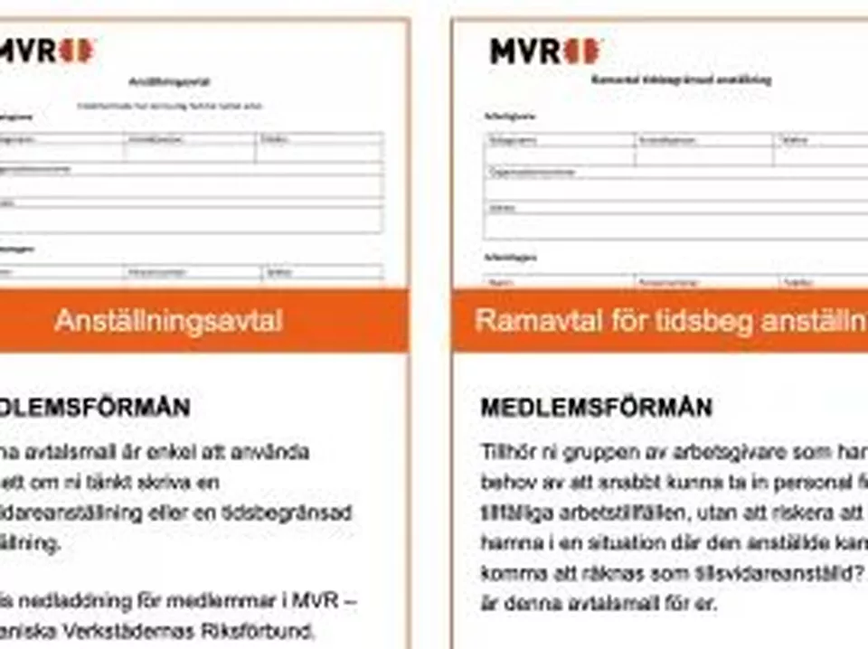 Nya mallar och blanketter för MVR:s medlemmar